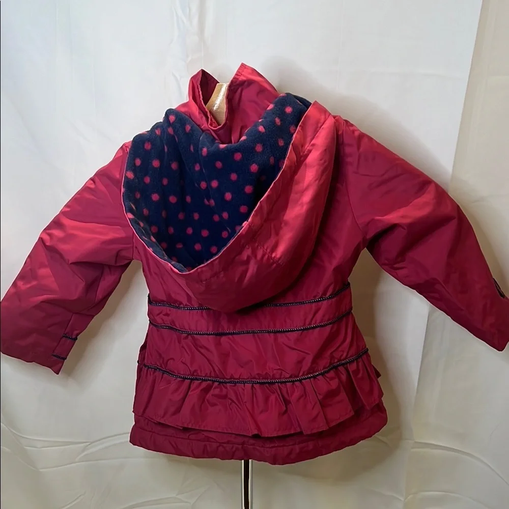 London Fog Pink and Blue fleece lined Jacket with Belted Waist